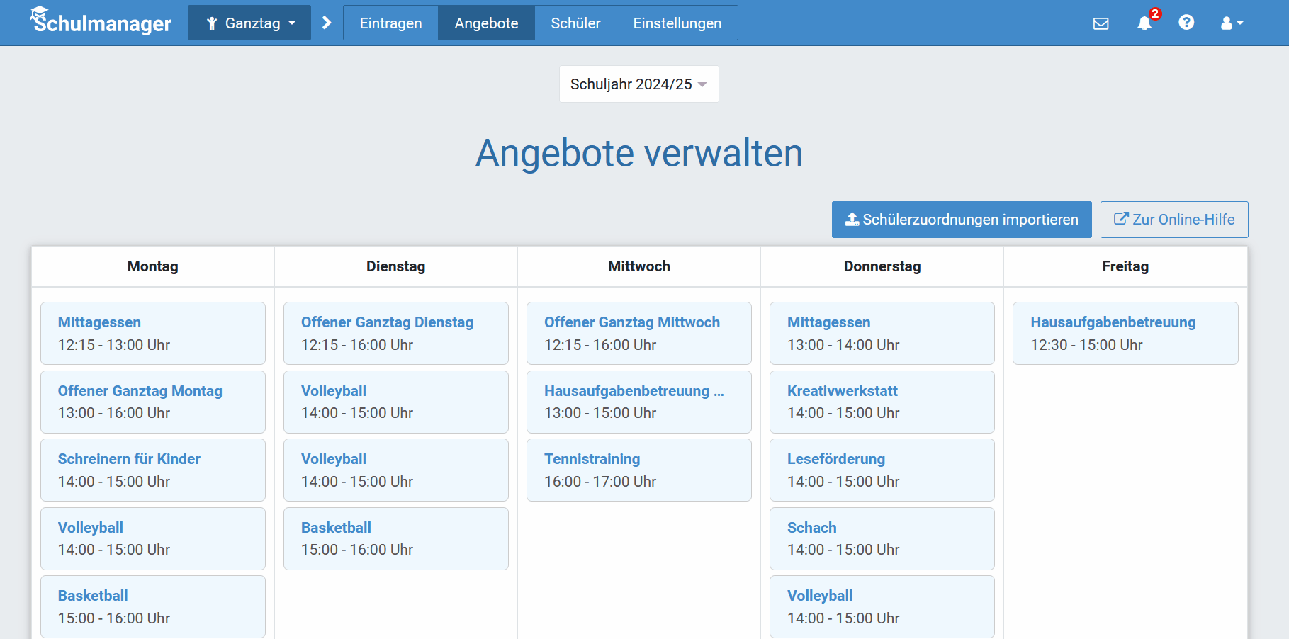 Export von Anwesenheitslisten im Modul Ganztag