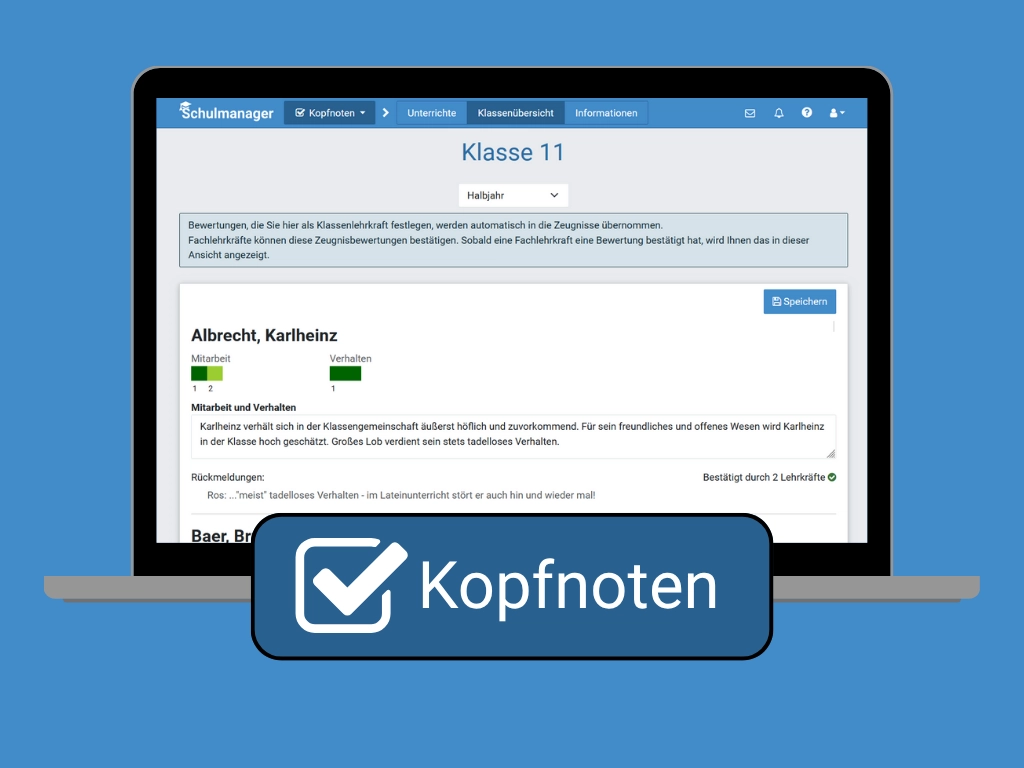 Kopfnoten gemeinsam erstellen