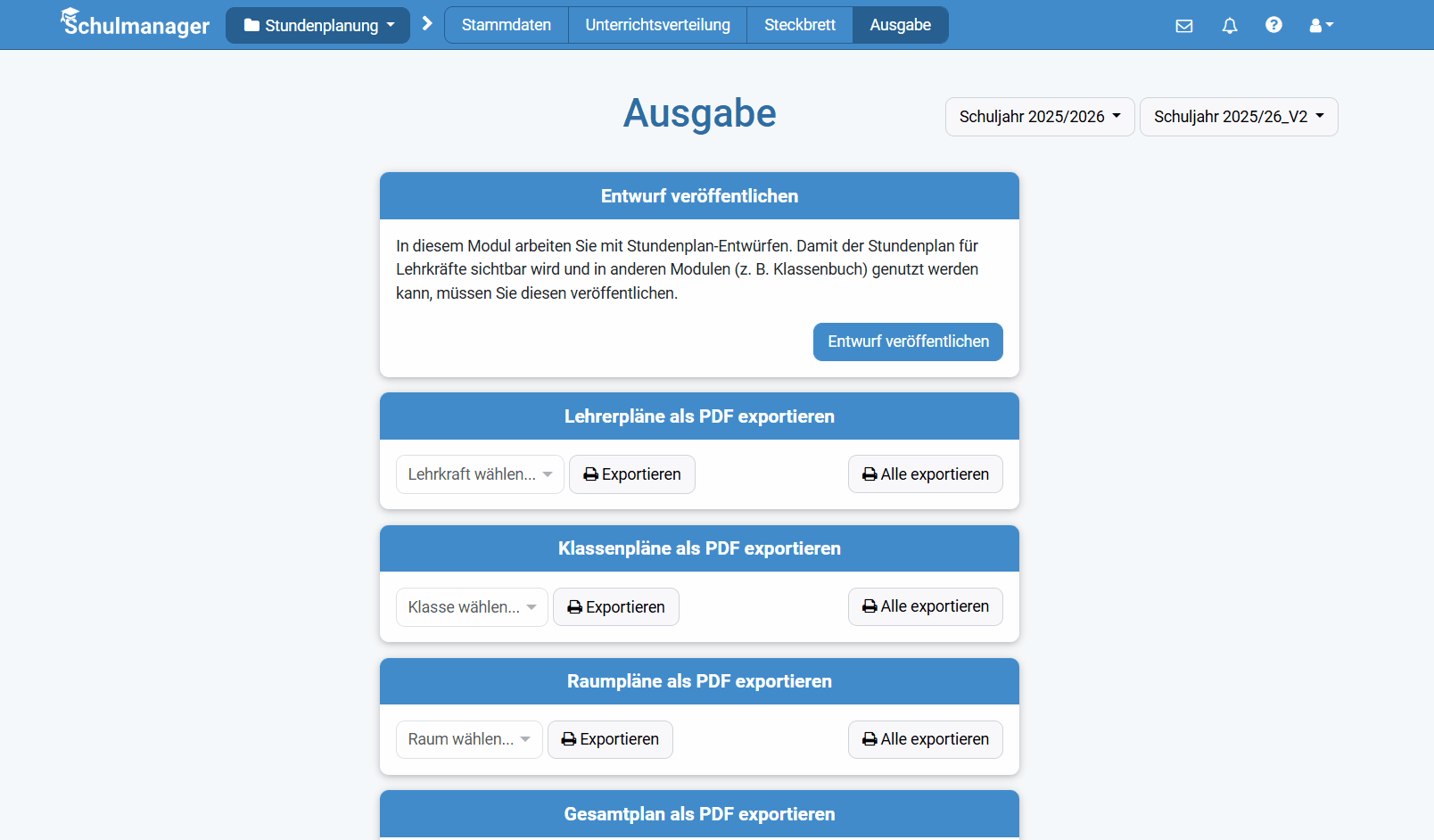 Neuer PDF Export des Gesamtstundenplans
