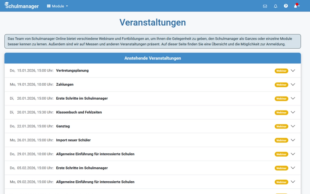Schulmanager Online live kennenlernen