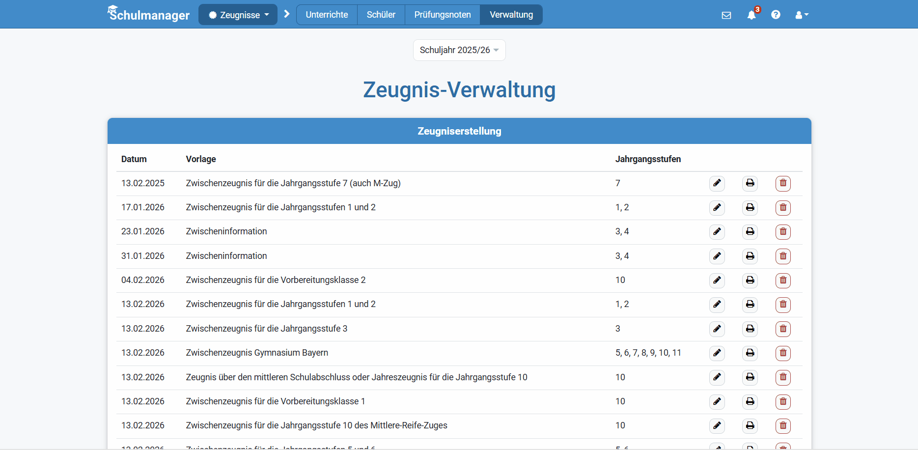 Zeugnistextbausteine im Schulmanager erstellen und verwalten